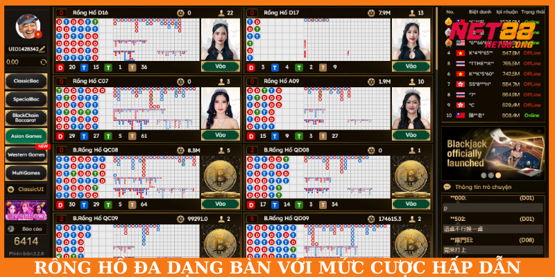 Đa dạng bàn với nhiều mức cược khác nhau dành cho người chơi