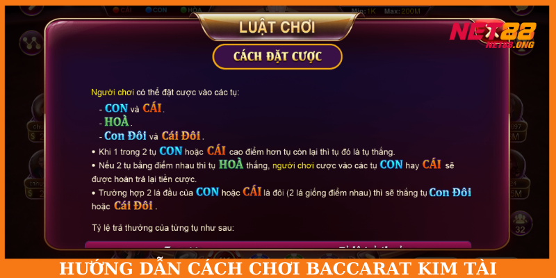 Nắm rõ luật chơi, cách đặt cược, tỷ lệ cược trước khi chơi Baccarat Kim Tài