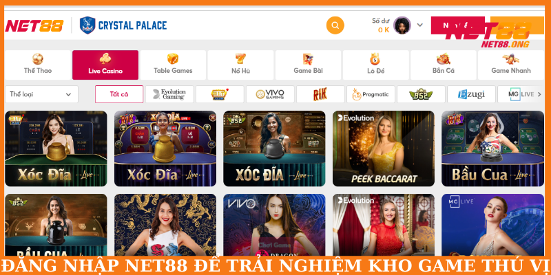 Đăng nhập NET88 để thưởng thức nhiều trò chơi hấp dẫn
