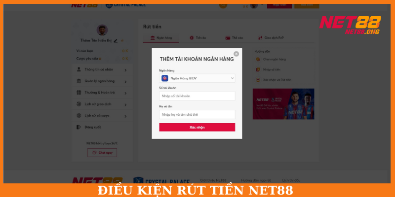 Người chơi cung cấp thông tin ngân hàng khớp với hồ sơ đăng ký