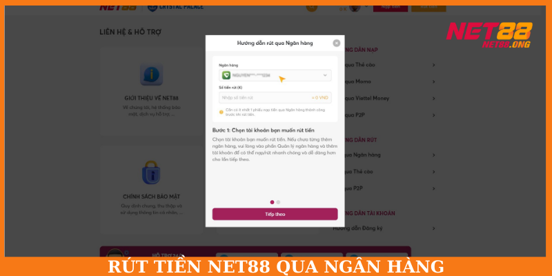Hướng dẫn rút tiền NET88 qua ngân hàng an toàn, hiệu quả