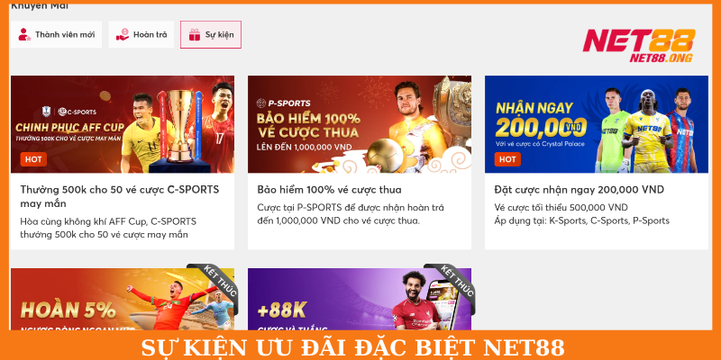 Sự kiện tặng thưởng đặc biệt được cập nhật thường xuyên